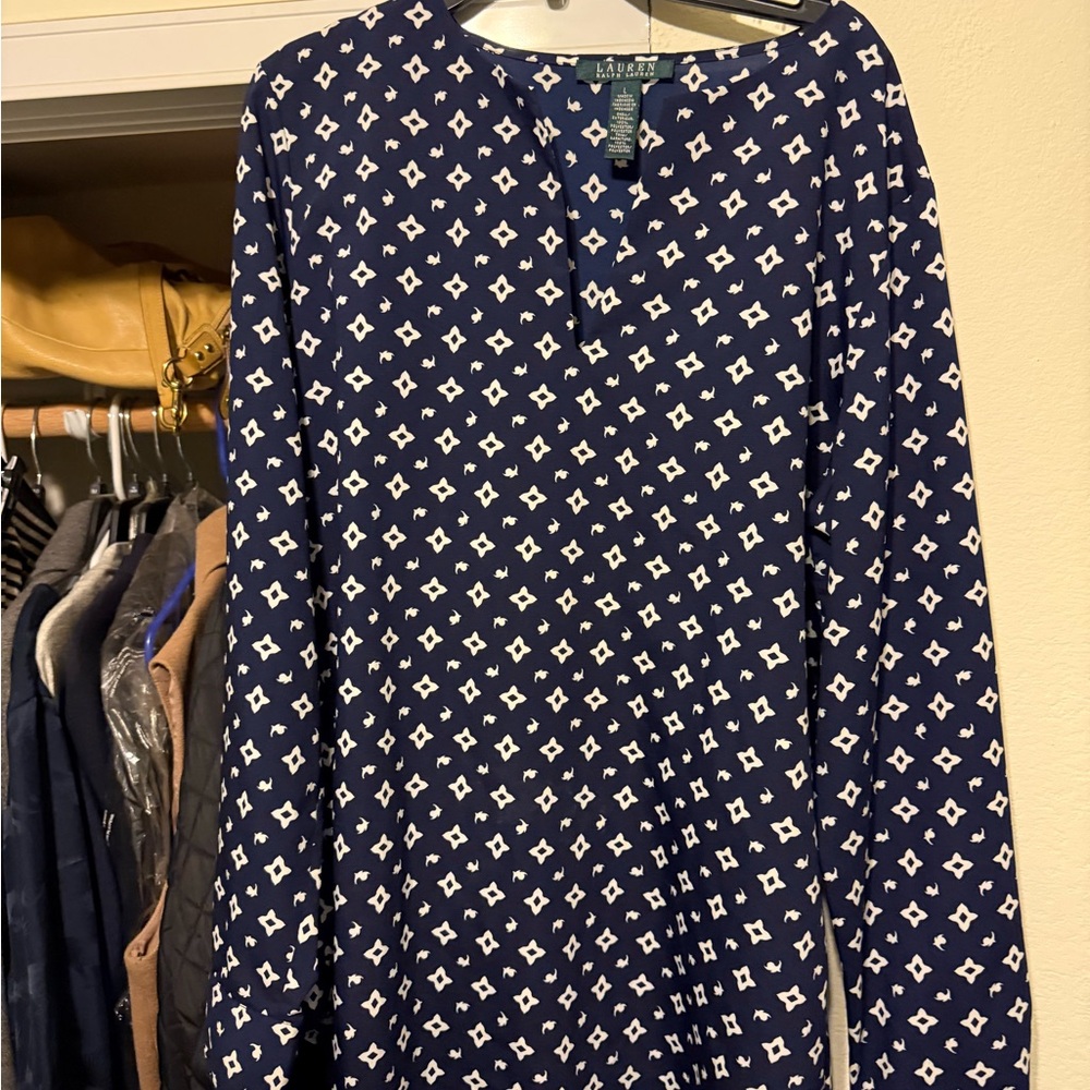 Ralph Lauren Dark Blue Geometric Long Sleeve tunic